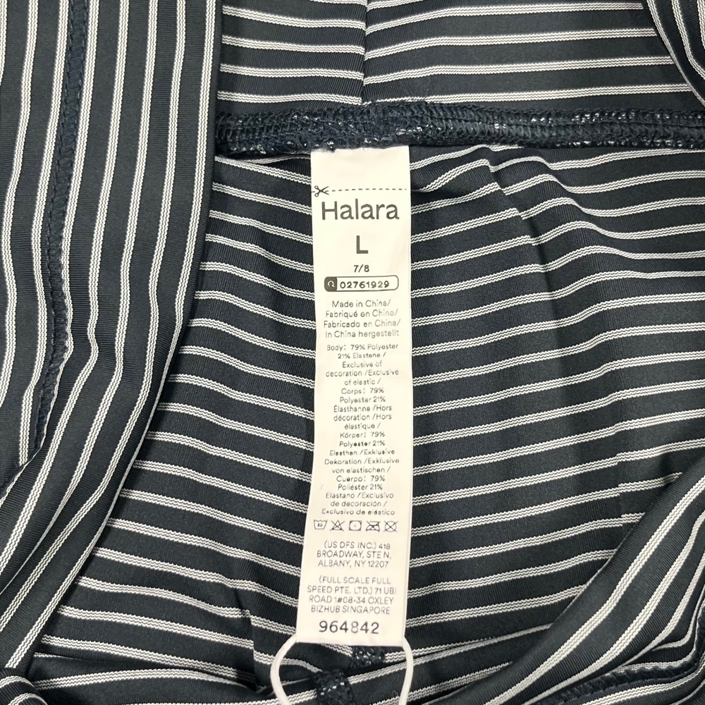 Halara Leggings Womens Navy Blue Striped Pockets Drawstring Large - Picture 5 of 8